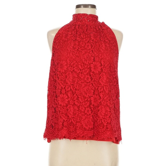 J. Crew Tops - J. Crew Elegant Red Lace Halter Top